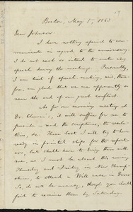 Letter from William Lloyd Garrison, Boston, [Mass.], to Oliver Johnson, May 5, 1863