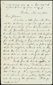 Letter from William Lloyd Garrison, Boston, [Mass.], to Oliver Johnson, Nov. 22, 1863