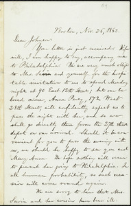 Letter from William Lloyd Garrison, Boston, [Mass.], to Oliver Johnson, Nov. 26, 1863