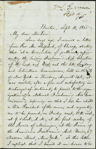 Letter from William Lloyd Garrison, Boston, [Mass.], to James Miller M'Kim, Sept. 11, 1865