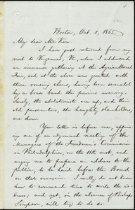 Letter from William Lloyd Garrison, Boston, [Mass.], to James Miller M'Kim, Oct. 1, 1865