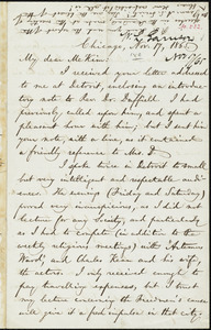 Letter from William Lloyd Garrison, Chicago, [Illinois], to James Miller M'Kim, Nov. 17, 1865