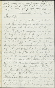Letter from William Lloyd Garrison, Cincinnati, [Ohio], to Helen Eliza Garrison, Dec. 1, 1865