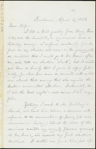 Letter from William Lloyd Garrison, Providence, [R.I.], to Helen Eliza Garrison, April 2, 1866
