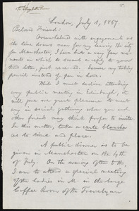 Letter from William Lloyd Garrison, London, [England], to Elizabeth Pease Nichol, July 1, 1867