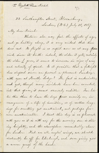 Letter from William Lloyd Garrison, 22 Southampton Street, Bloomsbury, London, (W.C.), [England], to Elizabeth Pease Nichol, July 28, 1867