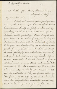 Letter from William Lloyd Garrison, 22 Southampton Street, Bloomsbury, [London, England], to Elizabeth Pease Nichol, August 1, 1867