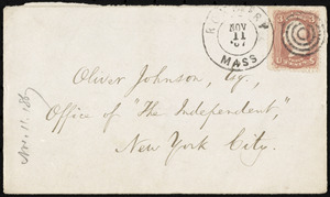 Letter from William Lloyd Garrison, Roxbury, [Mass.], to Oliver Johnson, Nov. 11, 1867