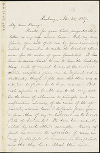 Letter from William Lloyd Garrison, Roxbury, [Mass.], to Henry Clarke Wright, Nov. 25, 1867
