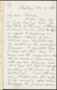 Copy of letter from William Lloyd Garrison, Roxbury, [Mass.], to Jacob Horton, Dec. 14, 1867