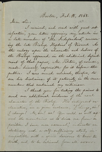 Letter from William Lloyd Garrison, Boston, [Mass.], to Robert Beattie, Feb. 18, 1868