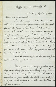 Letter from William Lloyd Garrison, Boston, [Mass.], to William Ingersoll Bowditch, April 2, 1868