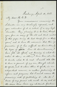 Letter from William Lloyd Garrison, Roxbury, [Mass.], to Henry Clarke Wright, April 11, 1868