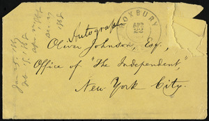 Letter from William Lloyd Garrison, Roxbury, [Mass.], to Oliver Johnson, April 22, 1868