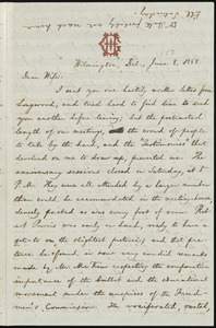 Letter from William Lloyd Garrison, Wilmington, Del[aware], to Helen Eliza Garrison, June 8, 1868
