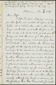 Letter from William Lloyd Garrison, Paterson, [N.J.], to Helen Eliza Garrison, Nov. 2, 1869