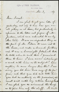 Letter from William Lloyd Garrison, Francis Jackson Garrison, Nov. 3, 1869