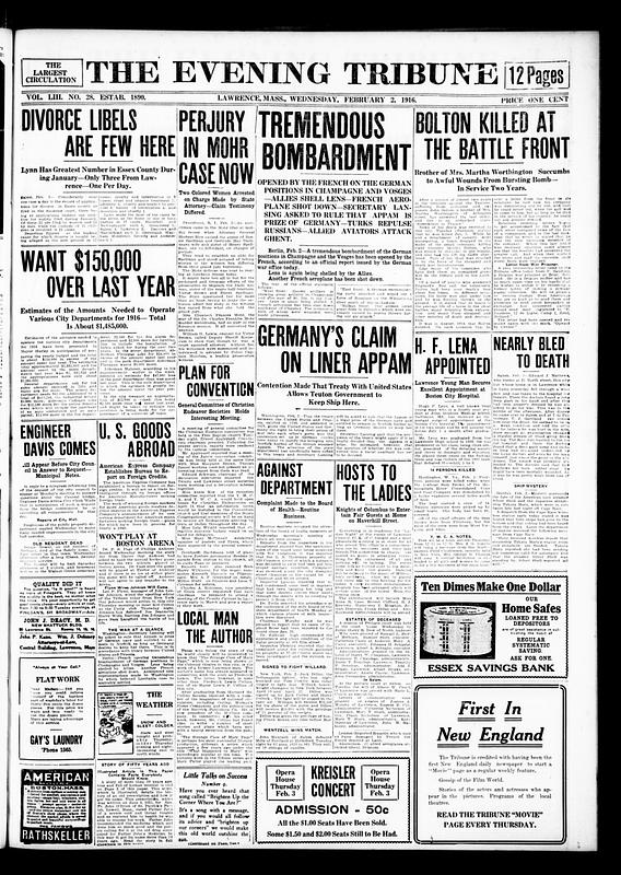 The Evening Tribune. February 02, 1916 - Digital Commonwealth