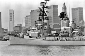 US Navy vessel leaves Boston Harbor