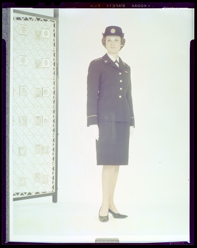 Women's army blue uniform with service hat, enlisted - Digital Commonwealth