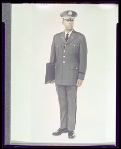 Men's army green uniform - officer. Service cap is fur felt ornamented for field grade officer