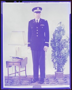 Army blue uniform for infantry officer with blue fur felt service cap