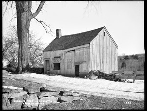 Sudbury Department, Herman's house, outbuilding (shop), opposite house on the east side of Woodville Road from Ricklawn Mill site, from the west at west side of road, Hopkinton, Mass., Feb. 17, 1898