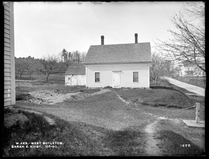 Wachusett Reservoir, Sarah E. Kirby's house and sheds, on the west side of Beaman Street, from the south, West Boylston, Mass., May 8, 1898