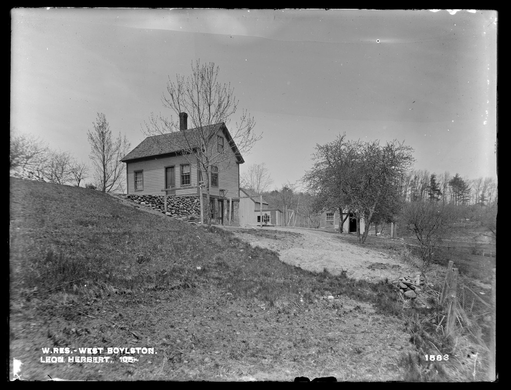Wachusett Reservoir, Leon Herbert's house, on the easterly side of Union Street, from the southeast, West Boylston, Mass., May 9, 1898