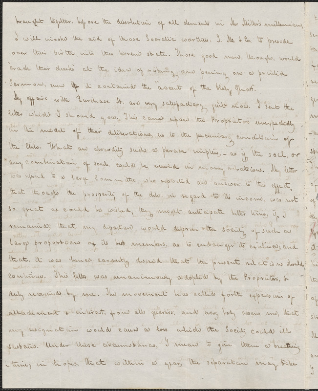 George Ripley autograph letter signed to John Sullivan Dwight, West Roxbury, July 7, 1840