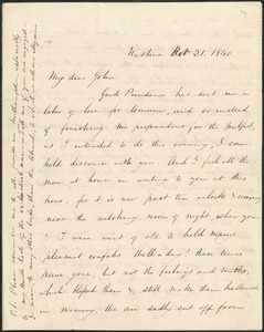 Samuel Osgood autograph letter signed to John Sullivan Dwight, Nashua, N.H., November 21, 1840