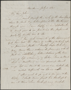 Samuel Osgood autograph letter signed to John Sullivan Dwight, Providence, July 1, 1845