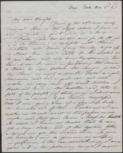 Albert Brisbane autograph letter signed to John Sullivan Dwight, New York, December 2, 1845