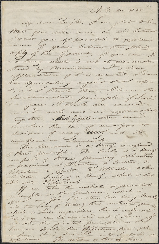 Albert Brisbane autograph letter signed to John Sullivan Dwight, New York, December 30, 1845