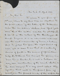 Edmund Tweedy autograph letter signed to John Sullivan Dwight, New York, April 18, 1846