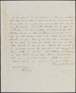 Fanny Macdaniel autograph letter signed to John Sullivan Dwight, [Brook Farm], April 28