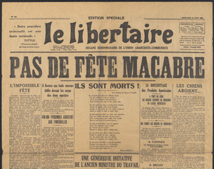 Sacco-Vanzetti Case Records, 1920-1928. Printed Materials. Le Libertaire, August 31, 1927. Box 42, Folder 8, Harvard Law School Library, Historical & Special Collections