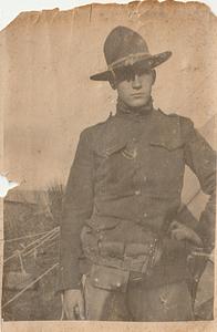 "Isn't that angelic" Albert T. Chase in WWI uniform, Bridge 130, Orange, Mass.