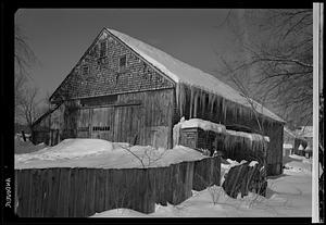 Andover, a barn, snow
