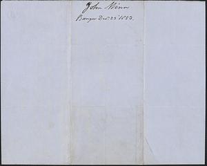 John Winn to Samuel Warner, 23 December 1853
