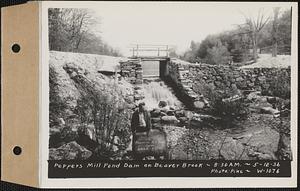 Pepper's mill pond dam on Beaver Brook, Ware, Mass., 8:30 AM, May 12, 1936