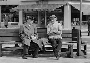 Men sitting on bench, New Bedford
