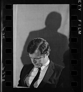 "Is Ted Kennedy Still Under a Shadow?" Teddy waits to speak, Boston
