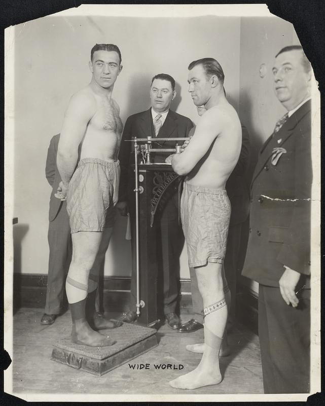 Maloney & Jack Sharkey Weigh in for Bout. Maloney 202 1/2 pounds ...