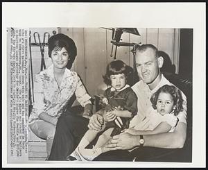 Traded to Baltimore--Norm Siebern, Kansas City A’s first baseman, is shown with wife and two daughters in their home in Independence, Mo., today. The A’s player was traded to Baltimore in American League yesterday for Oriole’s player Jim Gentile and $25,000 cash. The Siebern family, left to right, is: Mrs. Liz Siebern, Lisa, 3, Norm and Jenny, 2.