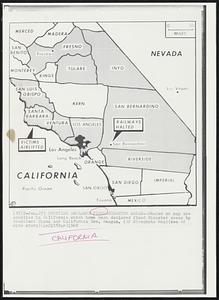 Counties Declared Flood Disaster Areas--Shaded on map are counties in California which have been declared flood disaster areas by President Nixon and California Gov. Reagan.