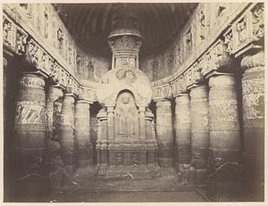 Interior of Buddhist chaitya hall, Cave XIX, Ajanta