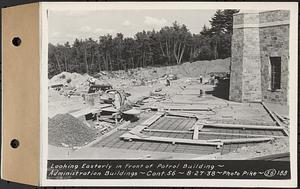 Contract No. 56, Administration Buildings, Main Dam, Belchertown, looking easterly in front of patrol building, Belchertown, Mass., Aug. 27, 1938