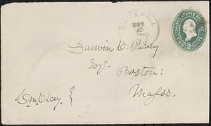 Envelope addressed to Darwin C. Pavey, Boston, Mass.