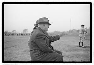 Boston Park Department Commissioner William Long seated next to three other men